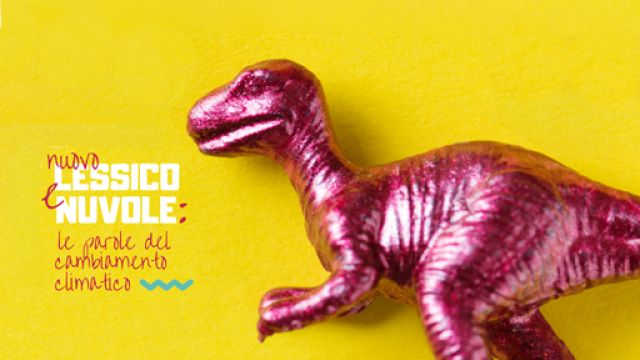 Il dinosauro rosa su sfondo giallo della copertina