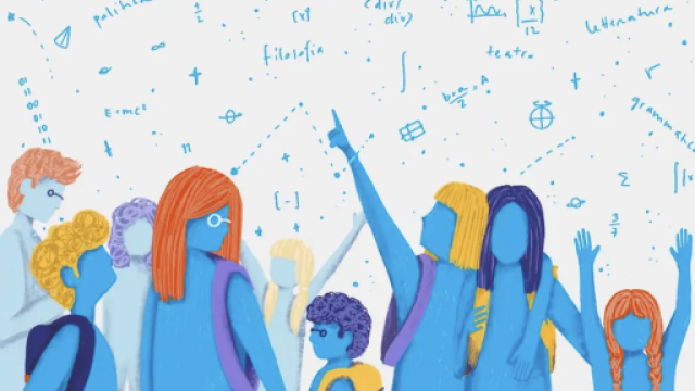 figure fumetto di studentesse e studenti