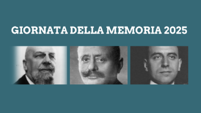 Foto dei volti dei matematici: G. Fano, G. Fubini, A. Terracini e B. Colombo.