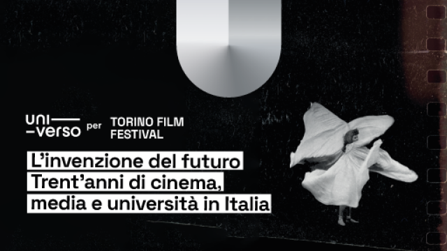 titolo dell'evento su fondo neo con immagina di una donna in abito bianco