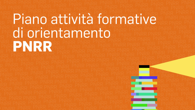 grafica eventi orientamento con faro stilizzato: Piano attività formative di orientamento - PNRR