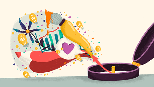 disegno con pennello e matita su fondo colorato