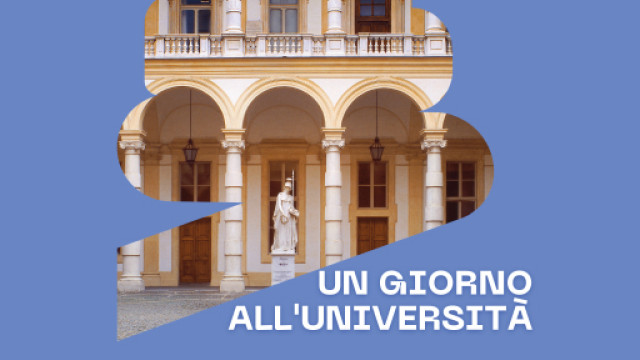 Foto del loggiato del Rettorato su sfondo colorato