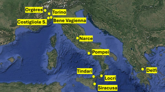UniTo per l'archeologia Mappa dell'Italia con i siti archeologici