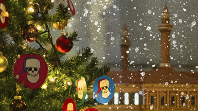 Aperture dei Musei di Ateneo durante le festività Sede del museo di antropologia con la neve e l'albero di natale