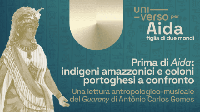 grafica su sfondo verde con illustrazione di aida