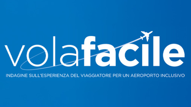 Vola Facile - Indagare l’esperienza del viaggiatore per un aeroporto inclusivo Titolo dell'avviso su sfondo colorato
