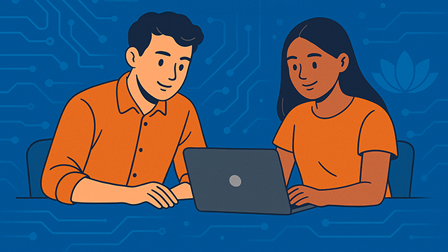 due persone che scrivono su un computer