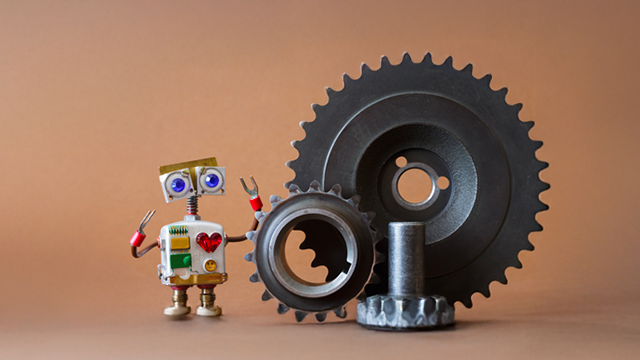 robot con alcuni ingranaggi