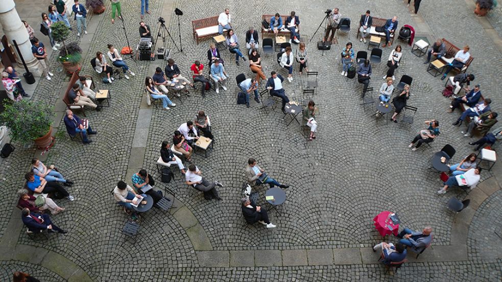 Panoramica dall'alto del cortile del Rettorato 