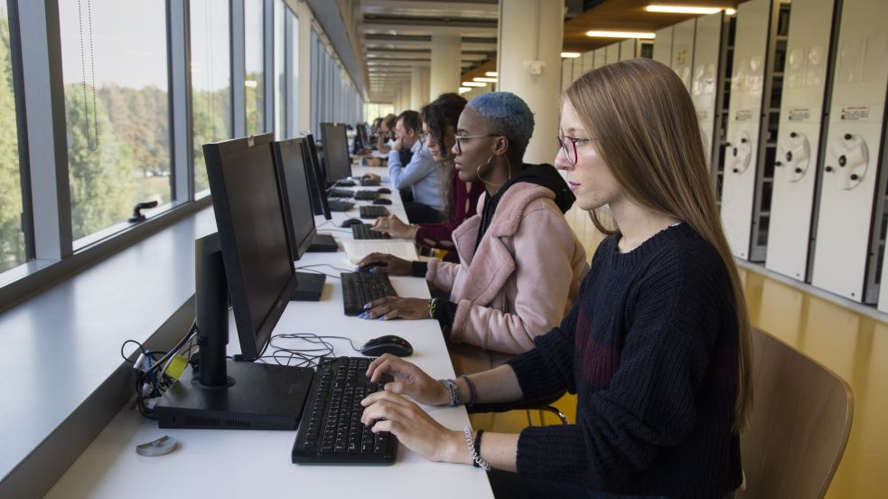 Studenti e studentesse al pc