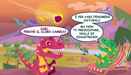 Illustrazione a fumetti con due dinosauri