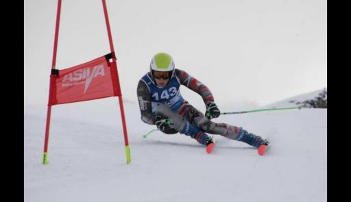 Thomas Lariviere Sciatore impegnato in una discesa di slalom