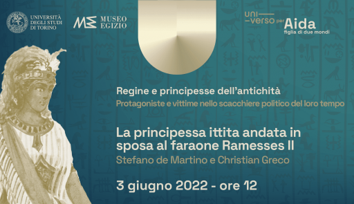 titolo dell'evento su sfondo colorato, figura di Aida stilizzata