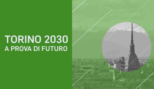 Veduta di Torino con Mole su sfondo verde
