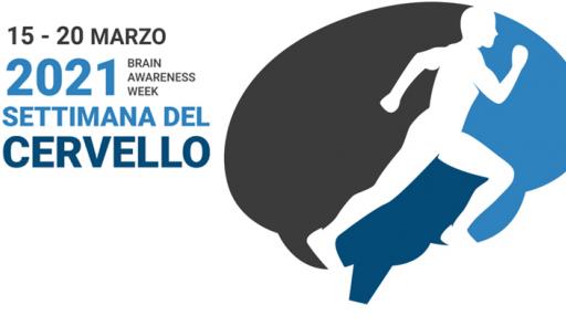 Logo della Settimana del cervello 2021: profilo di un cervello e di un uomo che corre