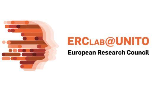 Profilo di volto umano e testo "ERC Lab@UniTo European Research Council"