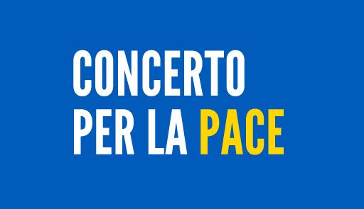 Testo 'Concerto per la pace' con grafica con i colori della bandiera ucraina 
