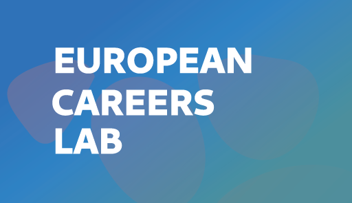 titolo del corso online European careers lab su sfondo blu