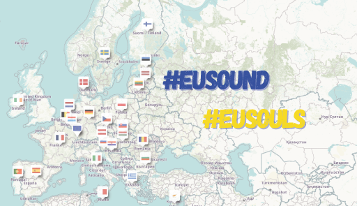Mappa geografica dell'Europa con scritta #eusound #eusouls