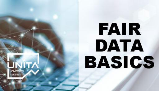 Immagine di una persona che digita alla tastiera con titolo dell'evento 'Fair data basics'