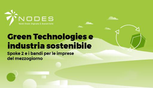 Illustrazione astratta su sfondo verde con titolo Green Technologies e industria sostenibile
