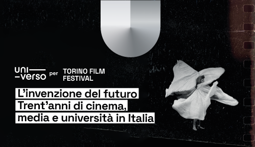 titolo dell'evento su fondo neo con immagina di una donna in abito bianco