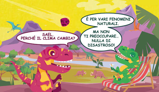 due draghi fumetto si interrogano sui cambiamenti climatici
