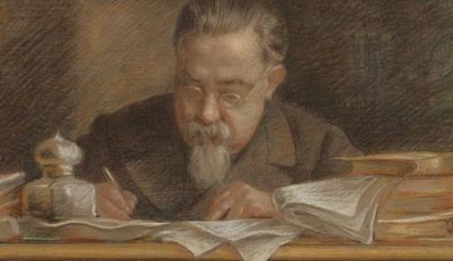 Immagine di Cesare Lombroso alla sua scrivania