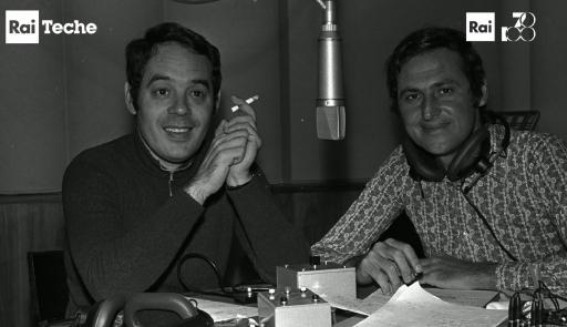 Peppino Ortoleva con un intervistatore in RAI 