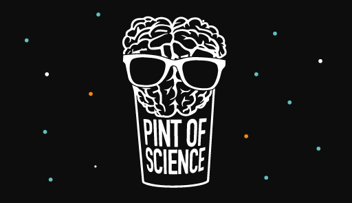 In grafica una pinta di birra con gli occhiali da sole e un cervello al posto della schiuma con la scritta 'Point of science'