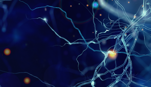 Collegamenti neuronali su sfondo blu