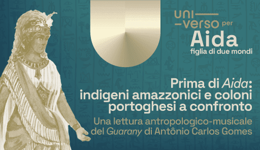 grafica su sfondo verde con illustrazione di aida