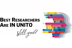 Profilo di figura umana e testo Best researches are in Unito, Will you?