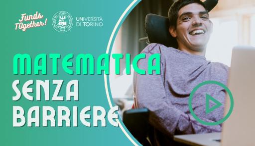 ragazzo disabile che sorride e scritta Matematica senza barriere