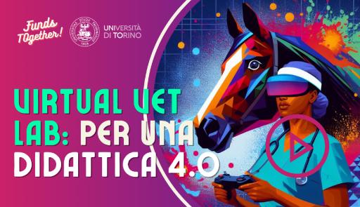 disegno di donna con cavallo e scritta Virtual Vet Lab: per una didattica 4.0