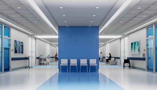 Interno di una sala o entrata ospedaliera