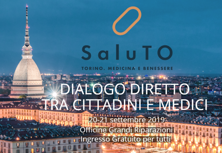 SaluTO - Torino, medicina e benessere Veduta notturna di Torino con titolo del convegno