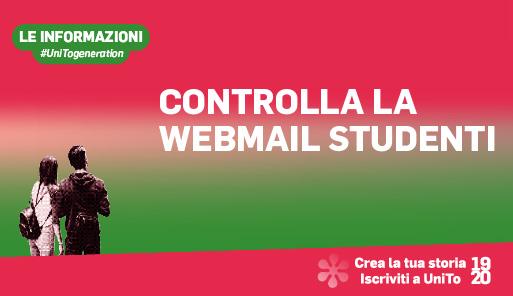 Grafica della campagna immatricolazioni 2019-2020 con scritta CONTROLLA LA WEBMAIL STUDENTI