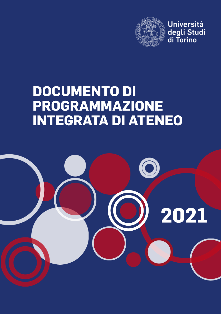 Copertina del documento di programmazione di colore blu con cerchi rossi