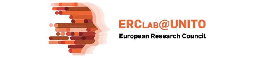 Profilo di volto umano e testo "ERC Lab@UniTo European Research Council"
