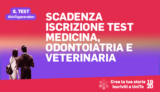 Scadenza iscrizioni ai test di Medicina e chirurgia, Odontoiatria, Veterinaria Grafica della campagna immatricolazioni 19-20 con scritta SCADENZA ISCRIZIONI TEST MEDICINA, ODONTOIATRIA, VETERINARIA