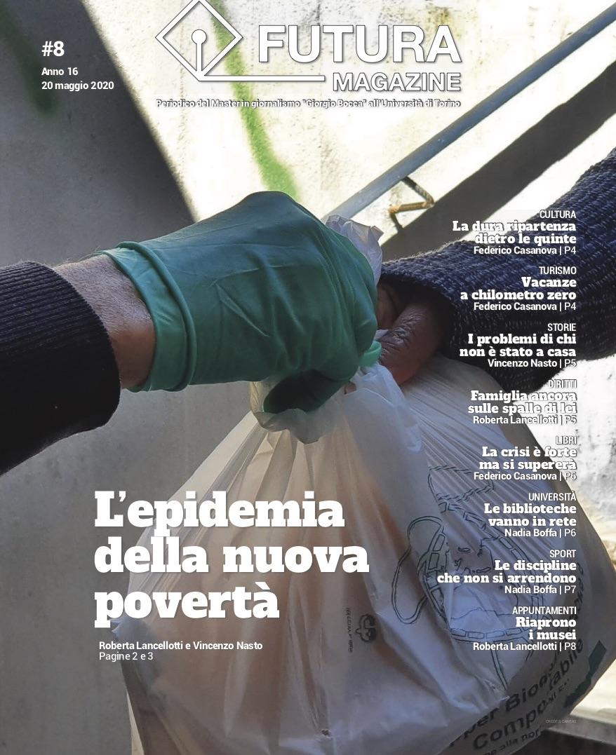 Copertina dell'ottavo numero di Futura: due mani prendono un sacchetto della spesa