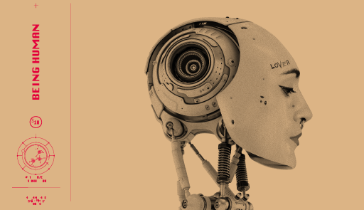 Viso di un robot dai tratti umani