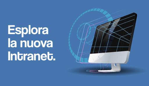 Grafica con pc e scritta 'Esplora la nuova Intranet'