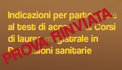 Grafica della campagna immatricolazioni 19-20 con scritta PROVA RINVIATA