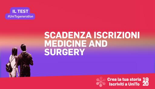 Scadenza iscrizione Medicine and Surgery Grafica della campagna immatricolazioni 19-20 con scritta SCADENZA ISCRIZIONI MEDICINE AND SURGERY