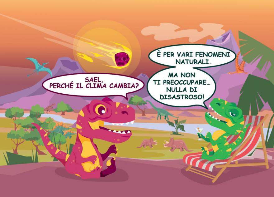 Illustrazione a fumetti con due dinosauri