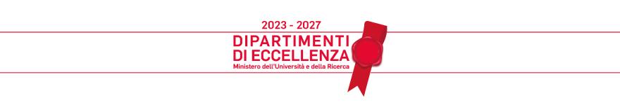 Due righe rosse in orizzontale con la scritta "Dipartimenti di eccellenza 2023-2027"