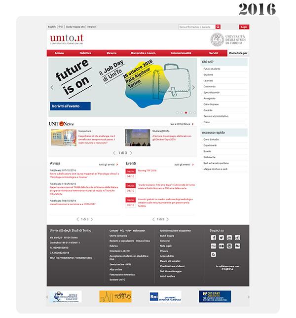 Home page del Portale nel 2016